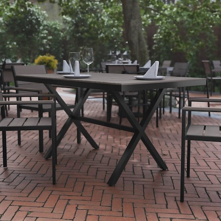 Flash Furniture Gray/Gray 59in x 35.5in Cross Frame Patio Table SB-TB288-GRY-GG